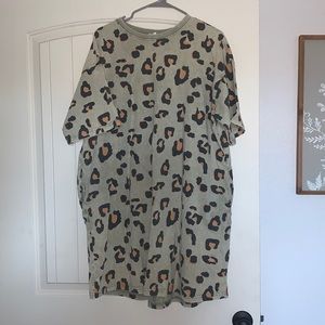 Easel Leopard Print T-Shirt Dress